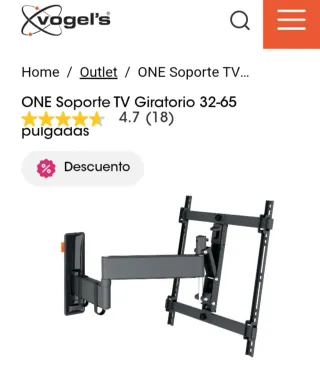 Soporte TV Pared Articulado Negro