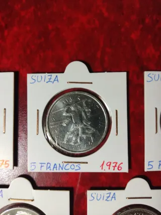 Lote 7 monedas conmemorativas Suiza 5 francos SC
