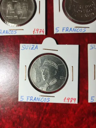 Lote 7 monedas conmemorativas Suiza 5 francos SC