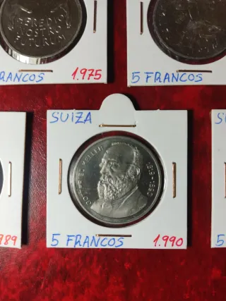 Lote 7 monedas conmemorativas Suiza 5 francos SC