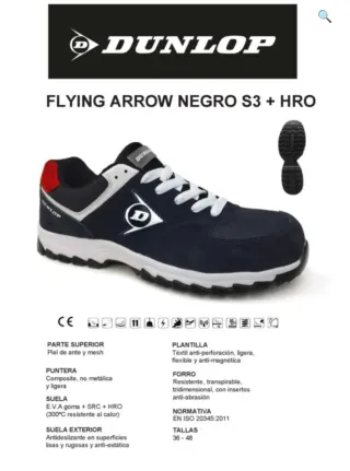 Zapatos de seguridad Dunlop negro/rojo talla 40