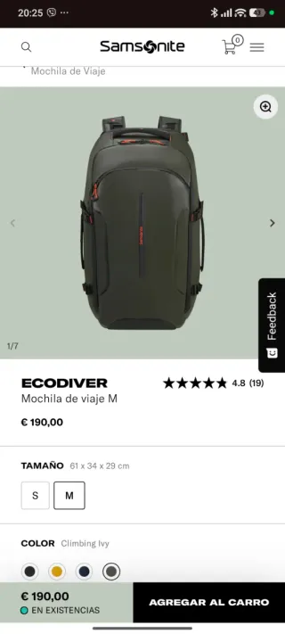 Mochila Samsonite Ecodiver Negra Talla M
