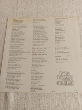 Vinilo Bob Dylan "Desire "1976.
