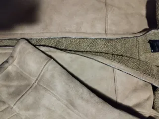 Chaqueta piel y borrego beige/marrón