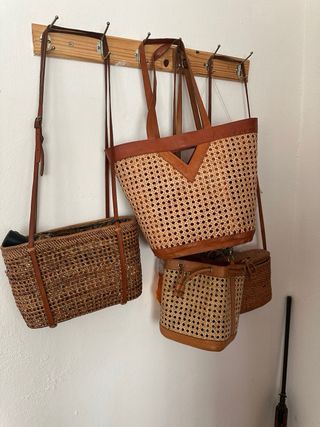 Bolso Bali Ratán y Piel