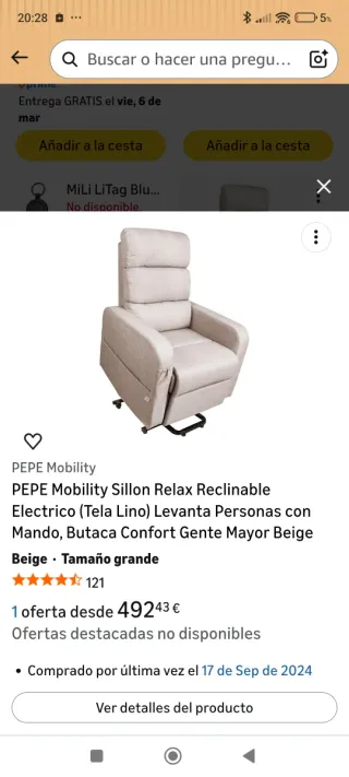 Sillón elevador reclinable eléctrico