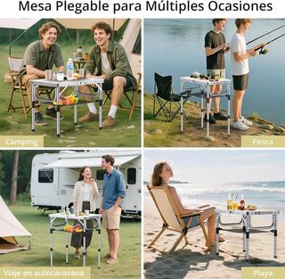 Mesa Camping Aluminio Plegable 60x40cm