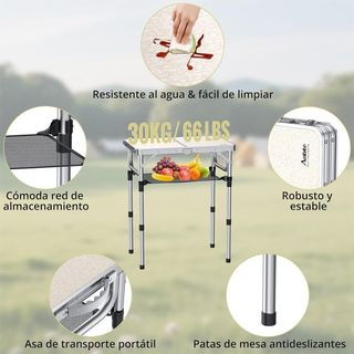 Mesa Camping Aluminio Plegable 60x40cm