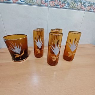 6 Vasos Vintage Dorados + Cubitera