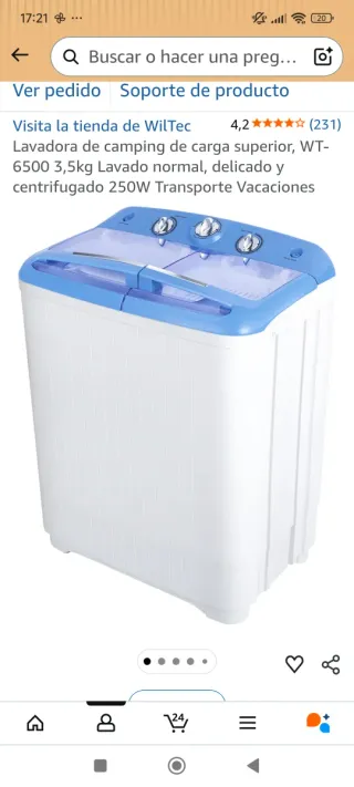 Lavadora WT-6500 3,5kg Camping,en persona