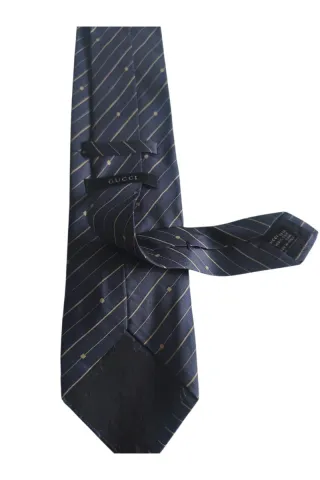 Cravatta Gucci blu con righe e pois