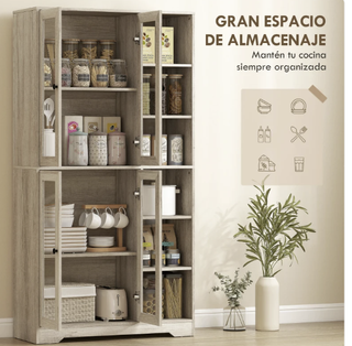 Alacena Cocina Vitrinas 4 Puertas Madera