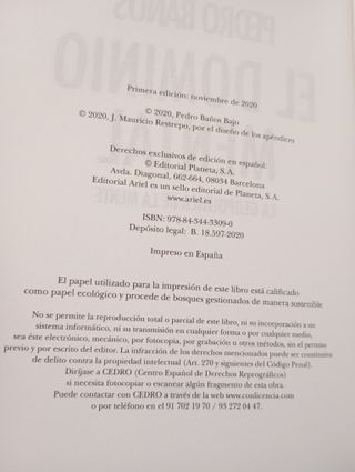 'El dominio mental', Coronel Baños (Ariel, 2020)