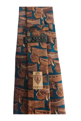 Cravatta Gucci Uomo Barche Blu Marrone