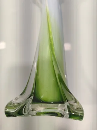 Jarrón Murano Cristal Azul Verde y blanco