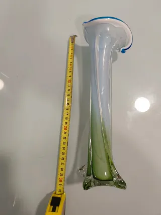 Jarrón Murano Cristal Azul Verde y blanco