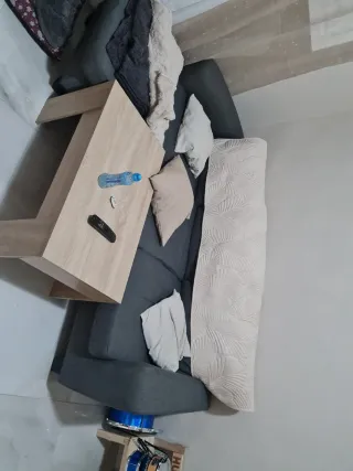 Sofá Chaiselongue Tela Madera