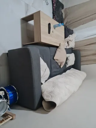 Sofá Chaiselongue Tela Madera