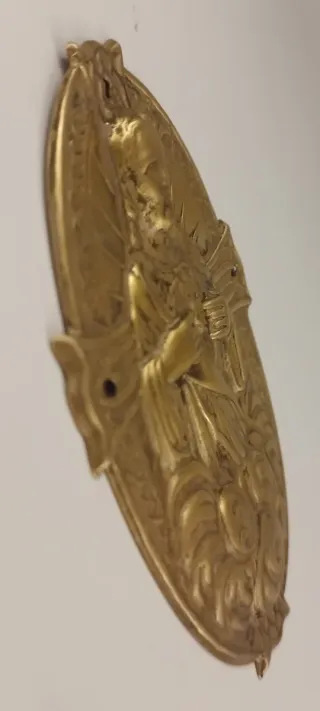 Antica targa ottone Sacro Cuore