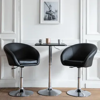 MESA BAR LUKE CUADRADA NEGRA Y CROMO