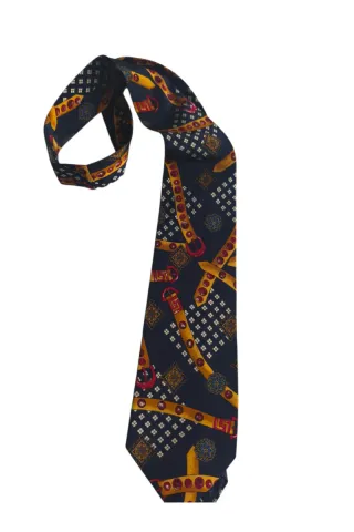 Cravatta Gucci in Seta Blu e Oro