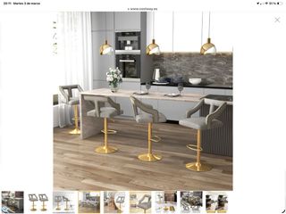 Juego 2 Sillas Bar Giratorias Doradas