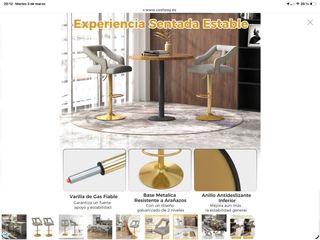 Juego 2 Sillas Bar Giratorias Doradas