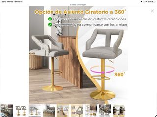 Juego 2 Sillas Bar Giratorias Doradas