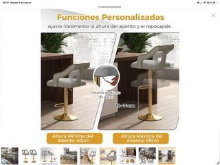 Juego 2 Sillas Bar Giratorias Doradas