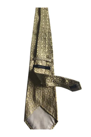 Cravatta Gucci Uomo Oro Marrone Fantasia Geometric