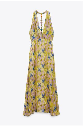 Vestido largo fiesta estampado. Unico uso