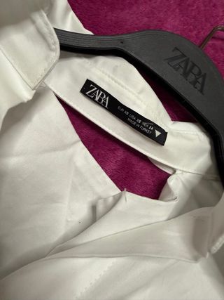 Camisa Zara Blanca Manga Larga