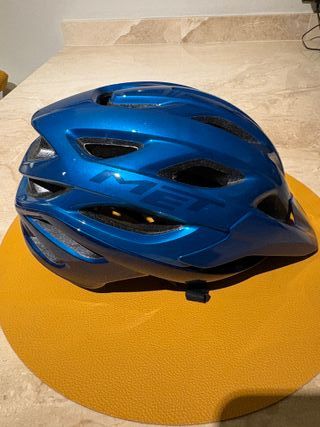 Casco Ciclismo Montaña Met Veleno Azul. Talla L