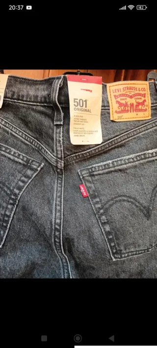 Levi's 501 Jeans negro desgastado W25 L30.