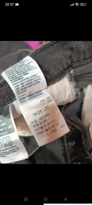 Levi's 501 Jeans negro desgastado W25 L30.