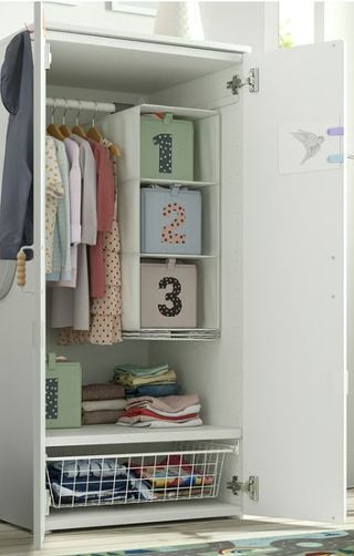 Armario blanco c/puertas abedul, 60x57x123 cm