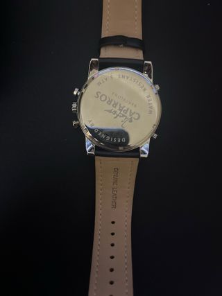 Reloj Caparros Negro Correa Piel Roja