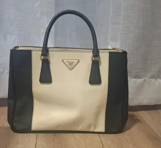 Borsa Prada Galleria bicolore beige/nera