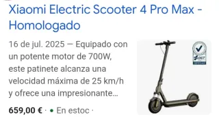 Patinete - Scooter eléctrico 4 Pro Max Xiaomi NUE