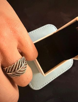 Anillo Pandora Pluma Plata 925