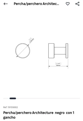 Perchero Architecture negro con gancho