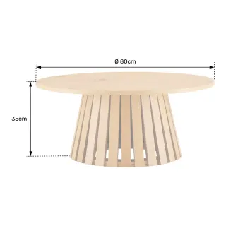 MESA DE CENTRO REDONDA DE MADERA 80CM ESCANDINAVA