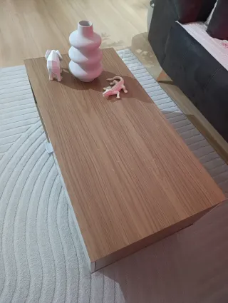 Mesa de centro salón madera y blanco