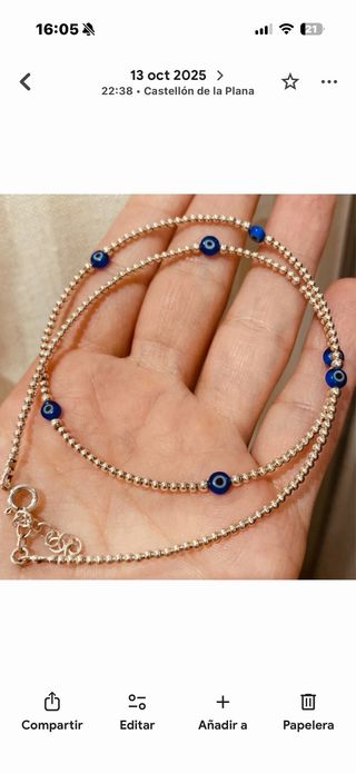 Collar plata ley con ojo turco