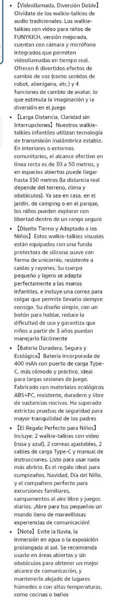 Walkie Talkie Video Niños FUNYKICH