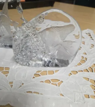 Coppia Sculture Pesci Cristallo Nybro Sweden