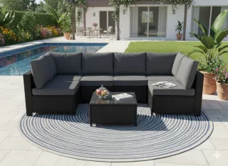 Conjunto Sofás Exterior Ratán PE 7 Piezas