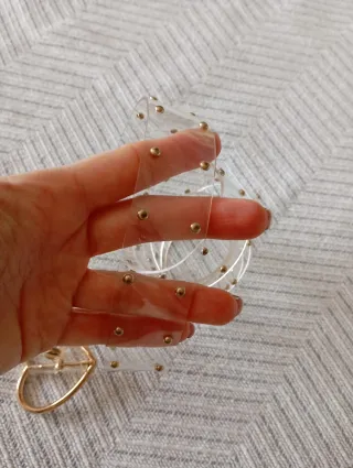 Cinturón transparente hebilla corazón dorado