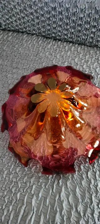 Centrotavola vintage vetro foglia