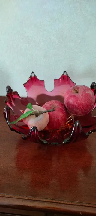 Centrotavola vintage vetro foglia